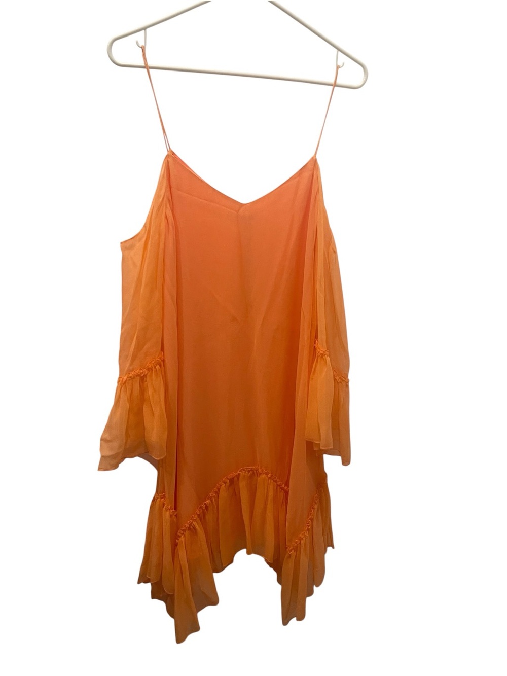 Alice + Olivia Ilaria Cold Shoulder Mini Dress in Peach Color.Size M - Picture 8 of 13